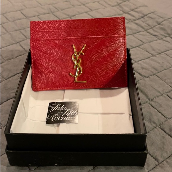 Saint Laurent Handbags - YSL RED MONOGRAMMED CARD CASE